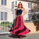 Ameynra Patchwork Skirt Red Black Lace Spiral design Size M New OOAK