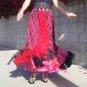 Ameynra Patchwork Skirt Red Black Lace Spiral design Size M New OOAK