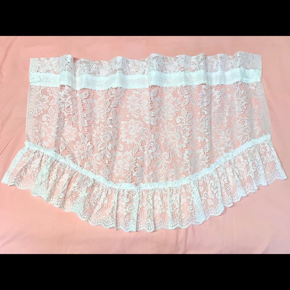 White Lace Kitchen Valance Horizontal Mini Curtain