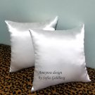 Pair of White Satin Pillows 12x12" New, Soft, Square. Ameynra home decor