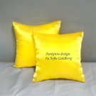 Pair of Yellow Satin Pillows 12x12" New, Soft, Square. Ameynra home decor