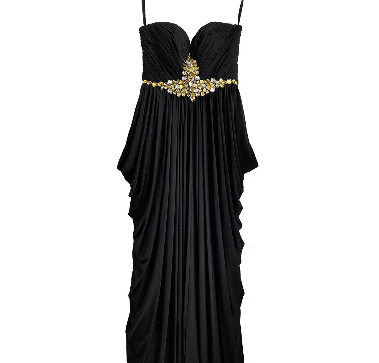 Evening gown / prom dress. Elegant, black, with rhinestones. Size M. Long