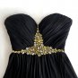 Evening gown / prom dress. Elegant, black, with rhinestones. Size M. Long