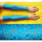 Light-blue Turquoise lace sleeves for dance costume, party or evening. Size L