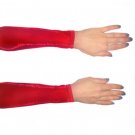 Sleeves for belly dance costume. Sparkly, red. Size S