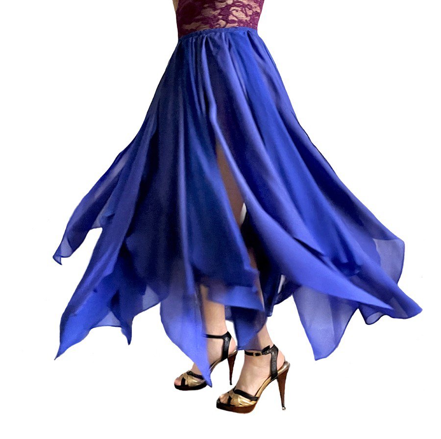Ameynra design blue chiffon petal skirt for belly dance or gypsy