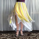 Ameynra design white yellow chiffon petal skirt for dance or gypsy costume. Sz S