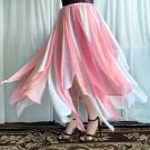 Ameynra design white yellow chiffon petal skirt for dance or gypsy costume. Sz S