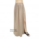 Dark-sand color 1-slit skirt. Straigh. Rayon. Size L. Long. New. Ameynra design