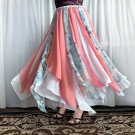 Ameynra design solid color & floral print chiffon petal skirt for dance. Size M