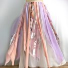 Ameynra Belly dance Skirt. Multicolor Chiffon. 2 slits. Colorful petals. Size S