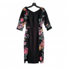 Black Halo midi dress, black with roses print. Size 0 (XS) NWT New with tag
