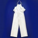 Black Halo women's jumpsuit, off white color, size 14, sleeveless, with ruffle