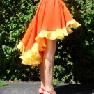 High Low Skirt Asymmetric Orange Yellow Fire Color Chiffon With Ruffle