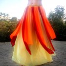 Ameynra Bellydance Skirt. Yellow Chiffon, red & orange petals. New