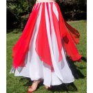 Ameynra Bellydance Skirt. White Red chiffon, with petals. New