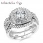 3Pcs 925 Sterling Silver Wedding Rings 2.1Ct AAA CZ Engagement Ring