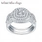 3Pcs 925 Sterling Silver Wedding Rings 2.1Ct AAA CZ Engagement Ring