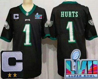 Philadelphia Eagles #1 Jalen Hurts Stitched Super Bowl Jersey