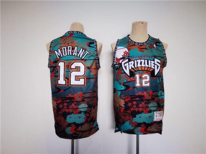 Men's Memphis Grizzlies #12 Ja Morant Teal Red Throwback Stitched