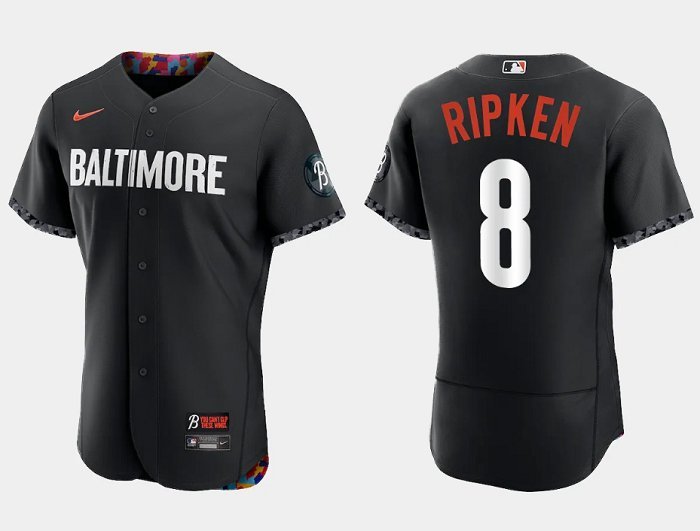 Cal Ripken Jr. #8 Baltimore Orioles Black Flex Base Jersey - Cheap