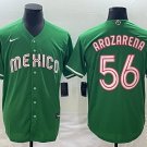 Randy Arozarena #56 Jersey Arozarena Mexico World Baseball Jersey 2023 Red  Green