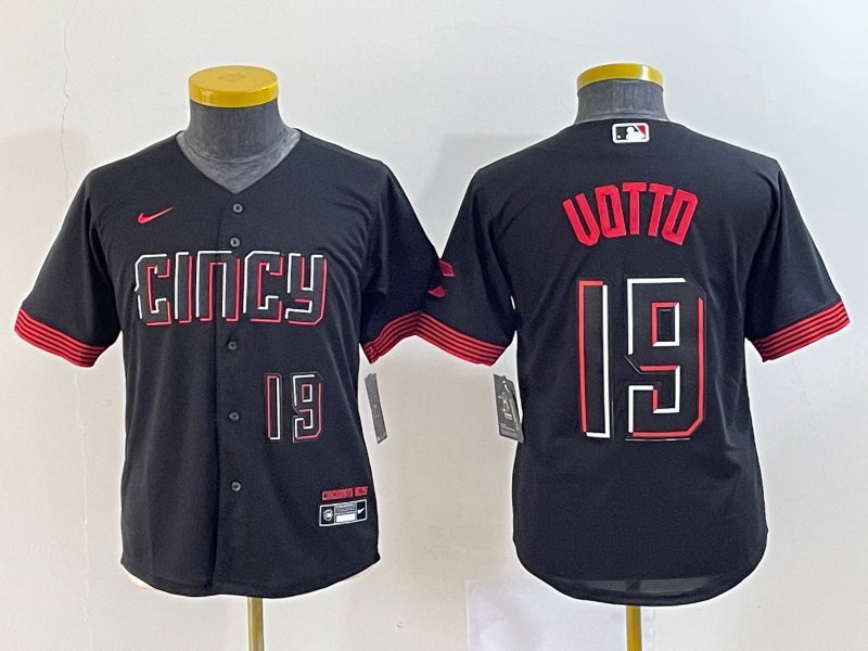 Cincinnati Reds #19 Joey Votto Men's 2023 City Connect Black Stitched  Jersey