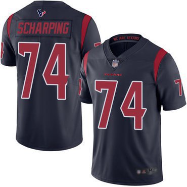 Nike Texans 74 Max Scharping Navy Team Big Logo Color Rush Limited