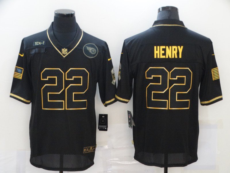 Limited Youth Derrick Henry Black Jersey - #22 Football Tennessee Titans  Salute to Service Therma Long Sleeve