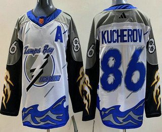 Men's Tampa Bay Lightning #86 Nikita Kucherov White 2022-23