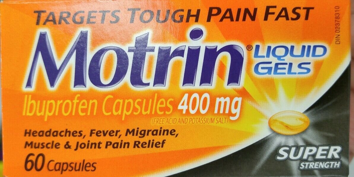 Motrin Liquid Gels Super Strength 400mg 2 x 60 Capsules Canadian