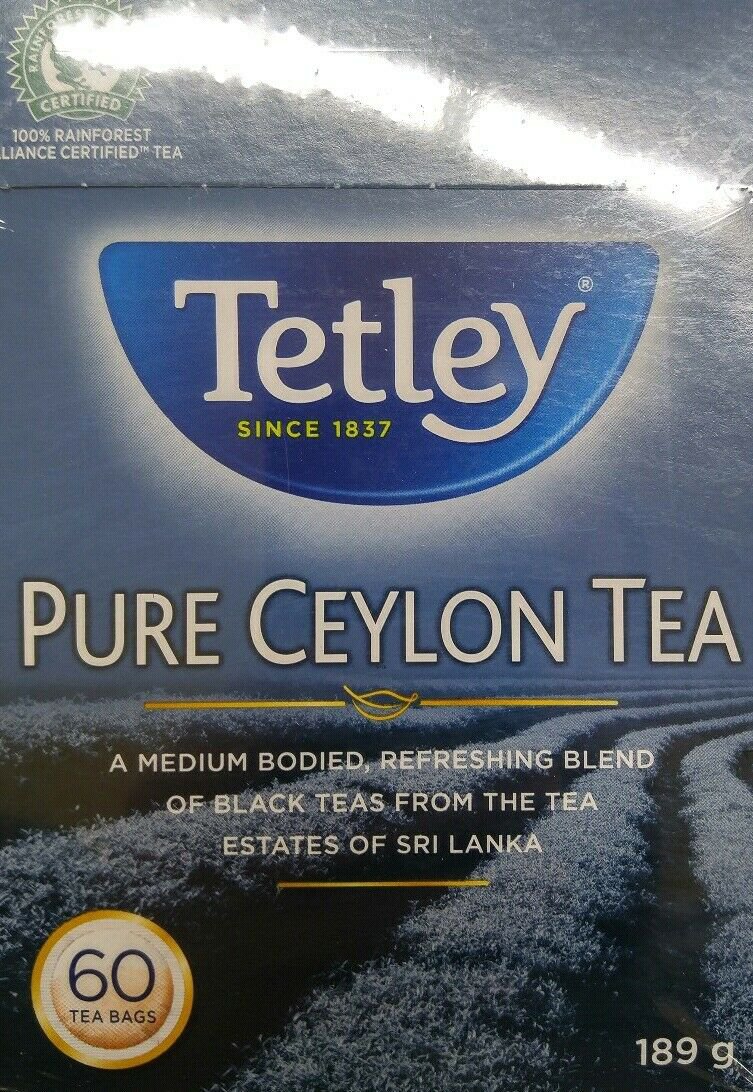 Tetley Pure Ceylon Tea 4 boxes 60 bags each Canadian