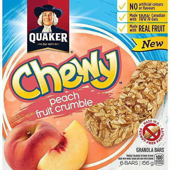 Quaker Chewy Peach Fruit Crumble Granola Bars 8 boxes x 6 bars Canadian
