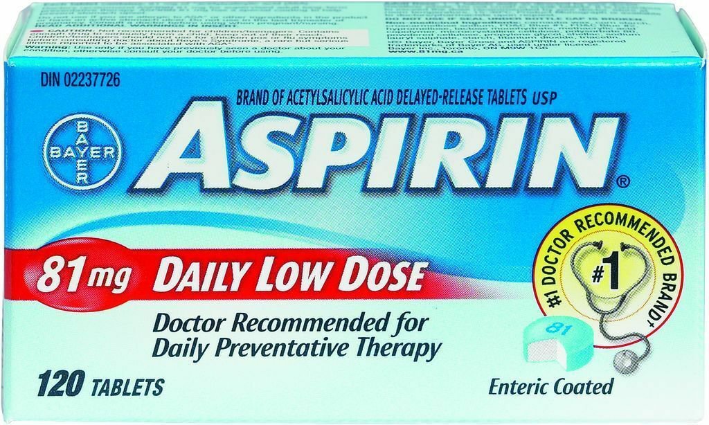 Aspirin 81mg Daily Low Dose 4 x 120 Tablets Canadian