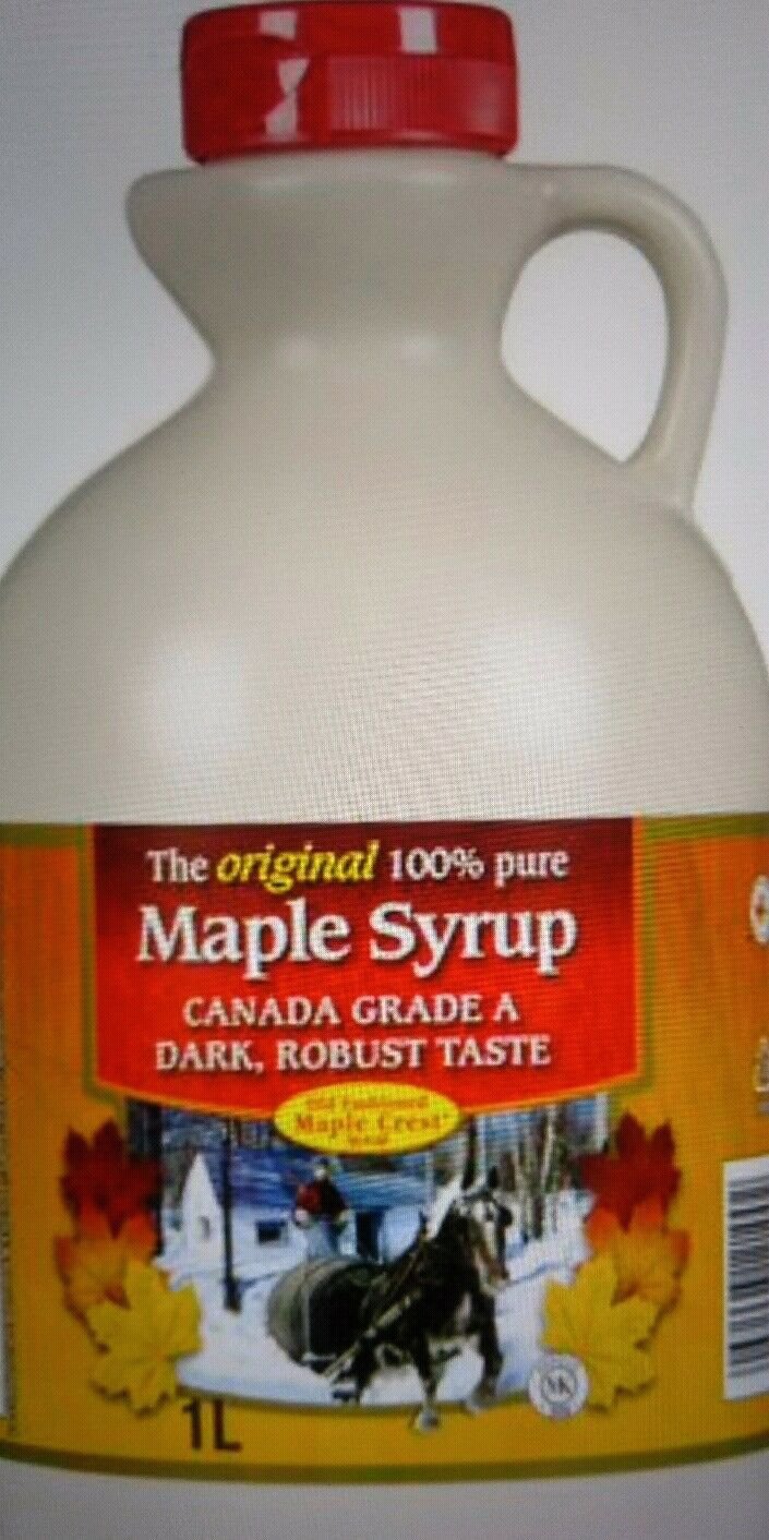 Old Fashioned Maple Crest Canada Grade A Dark Maple Syrup 4 x 1L Canadian