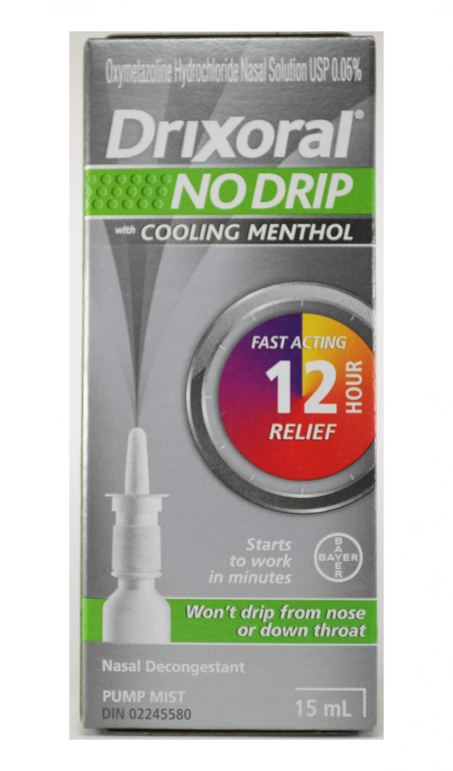 Drixoral Nasal Decongestant Cooling Menthol No Drip 2 x 15ml Canadian