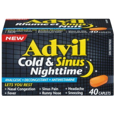 Advil Cold & Sinus Nighttime 2 x 40 Caplets Canadian