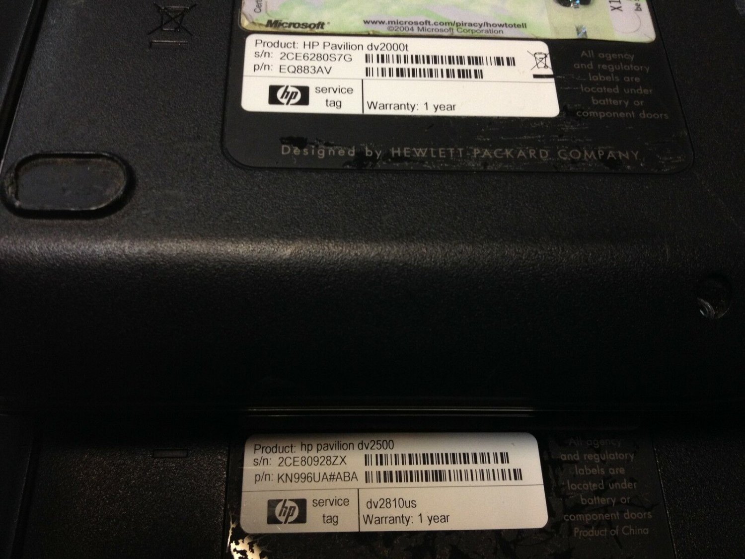 2 LAPTOPS 2 HP Pavilion dv2000 14.1" Notebook ( DV2000t & DV2810us