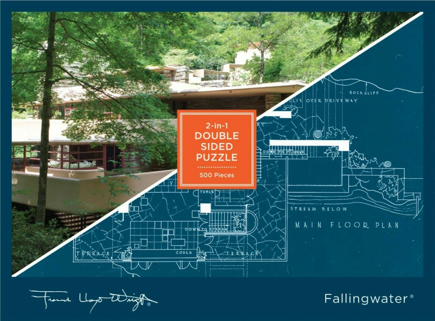 Frank Lloyd Wright Fallingwater 2-Sided 500 Piece Puzzle