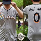 Men's Miami Marlins 0 Custom Name Gray Road Personalized Jersey