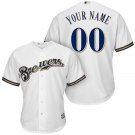 Men's Milwaukee Brewers Blank White Cool Base Custom Name Jersey Stitched