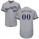Men's Milwaukee Brewers Gray Flex Base Authentic Collection Custom Name Jersey Stitched