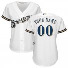 Women's Milwaukee Brewers Blank White Home Cool Base Custom Jersey Stitched