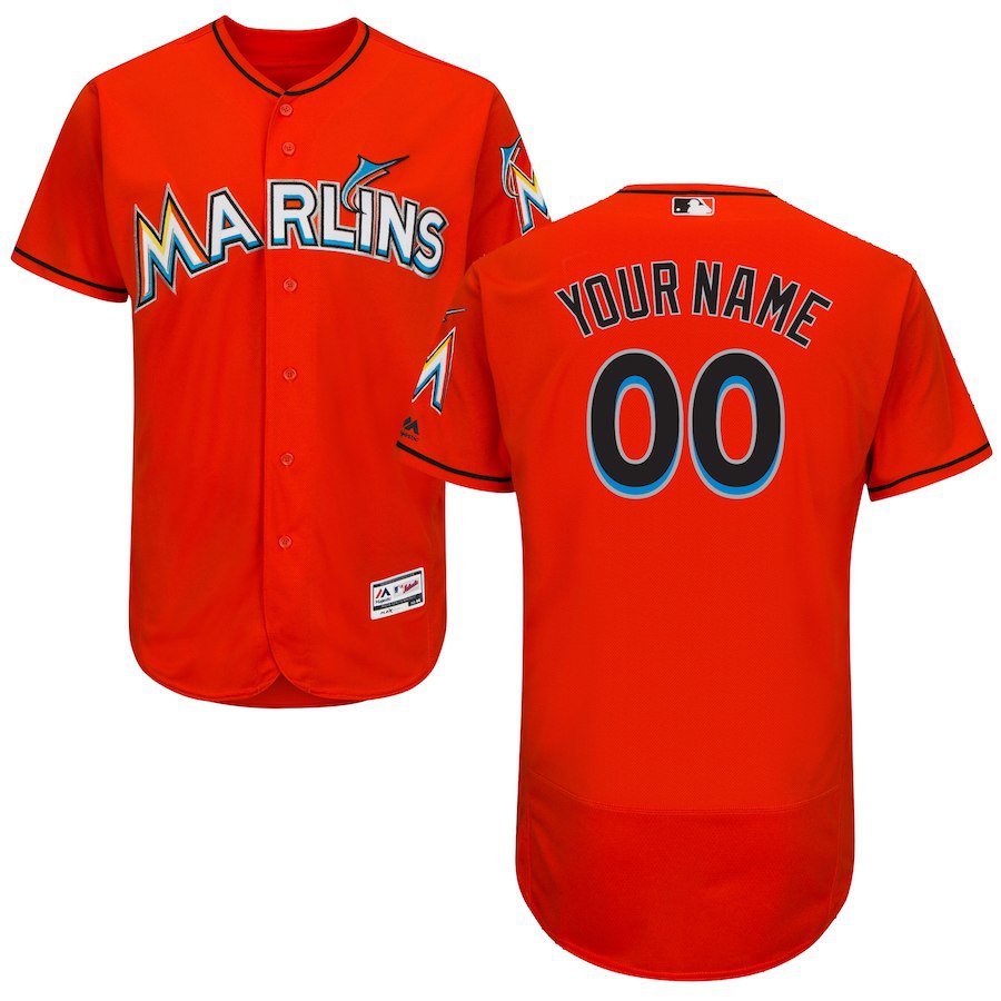 Youth Miami Marlins Blank Red Flex Base Custom Name Jersey Stitched