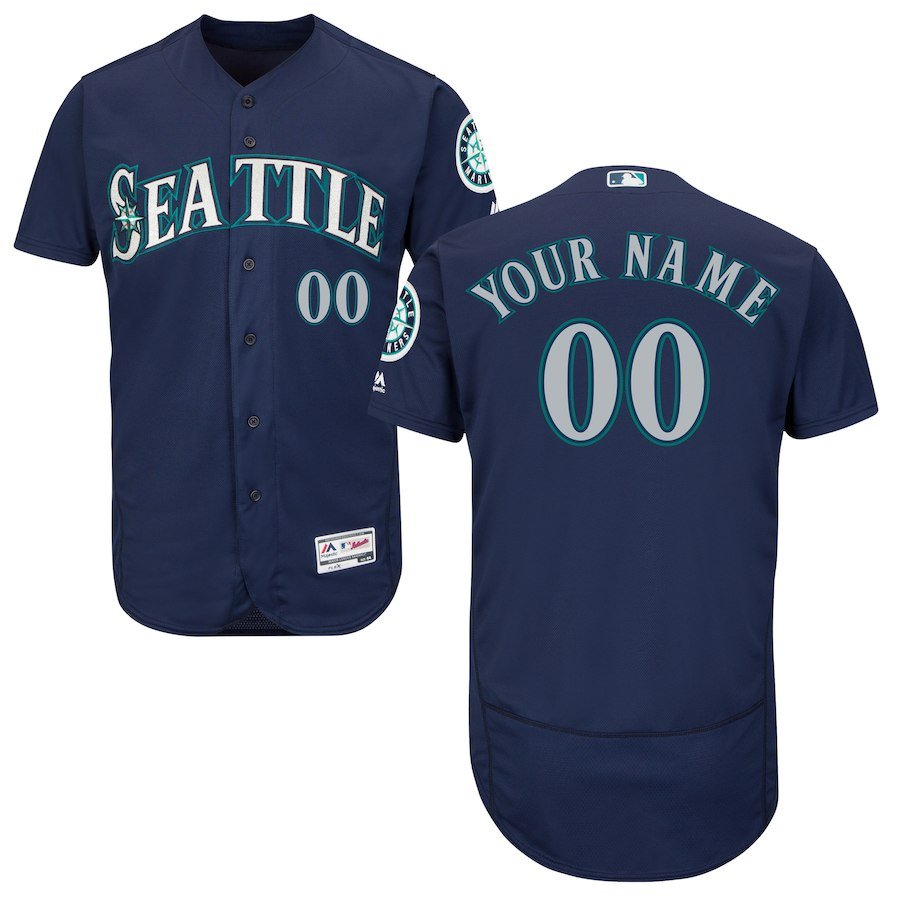 Youth Seattle Mariners Navy Flex Baseball Custom Name Jersey Stitched
