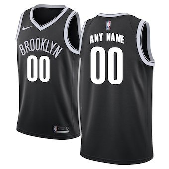 New Men's Brooklyn Nets Black Swingman Custom Name Jersey