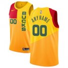 Youth Milwaukee Bucks Yellow Swingman Custom Name Jersey City Edition