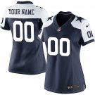 Women's Dallas Cowboys Customized Limited Navy Blue Throwback Alternate Jersey