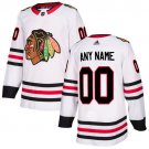 Men's Premier White Away Hockey Jersey Chicago Blackhawks Customized Name