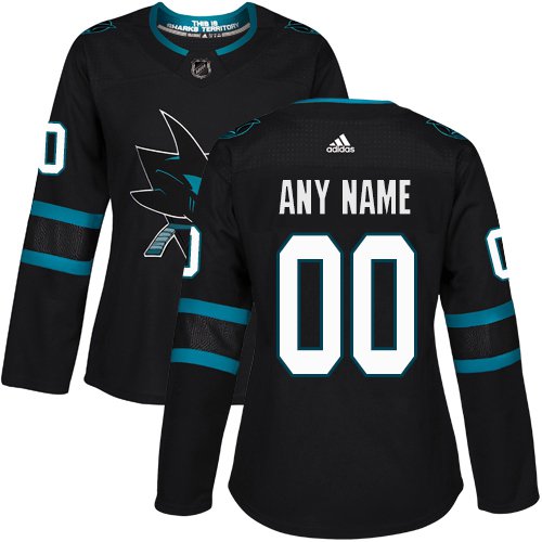 Women's Authentic Black Alternate Hockey Jersey San Jose Sharks Customized